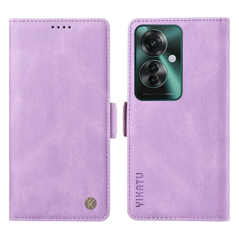 YIKATU YK-005 For Oppo Reno11 F 5G / F25 Pro 5G Leather Phone Case Stand Wallet Cover - Wine Red-Cellmalls