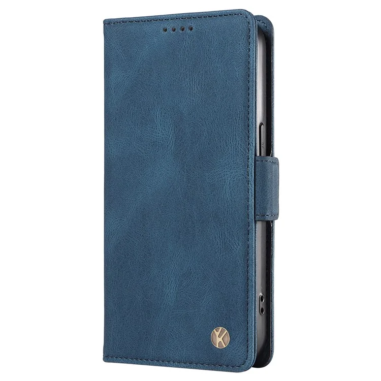 YIKATU YK-005 PU Leather Folio Cover for Oppo A58 5G / A78 5G , Skin-touch Wallet Stand Phone Case - Blue-Cellmalls