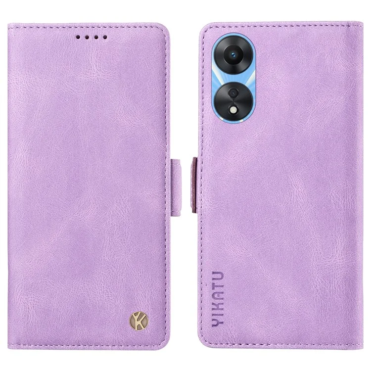 YIKATU YK-005 PU Leather Folio Cover for Oppo A58 5G / A78 5G , Skin-touch Wallet Stand Phone Case - Blue-Cellmalls