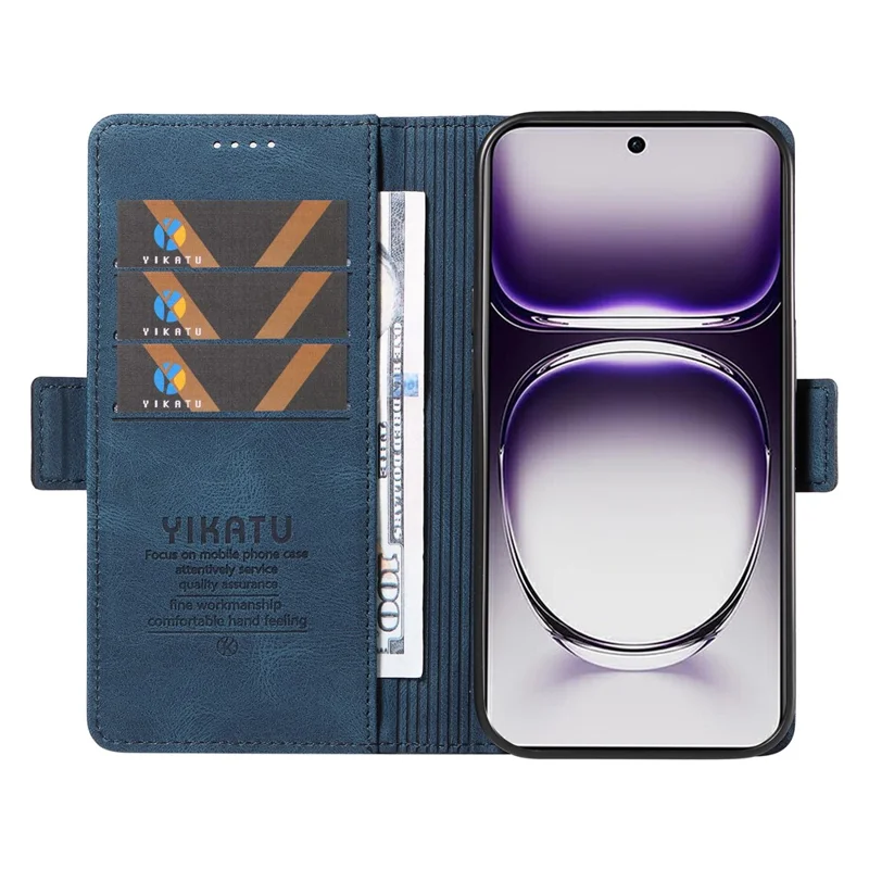 YIKATU YK-005 For Oppo Reno12 5G (Global) Leather Phone Case Side Magnetic Clasps - Blue-Cellmalls
