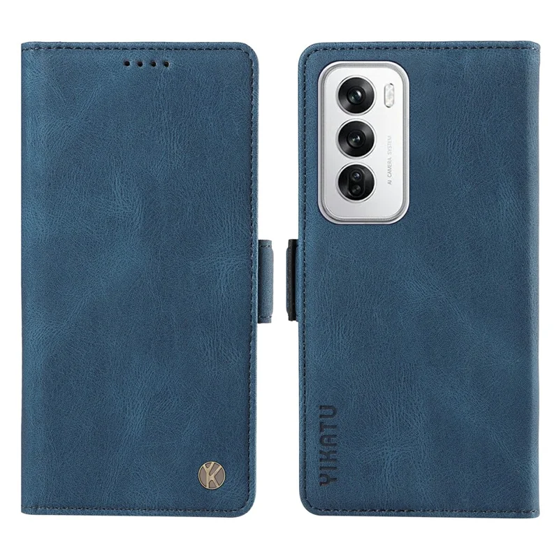 YIKATU YK-005 For Oppo Reno12 5G (Global) Leather Phone Case Side Magnetic Clasps - Blue-Cellmalls