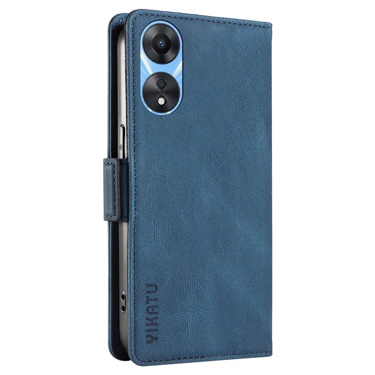YIKATU YK-005 PU Leather Folio Cover for Oppo A58 5G / A78 5G , Skin-touch Wallet Stand Phone Case - Blue-Cellmalls