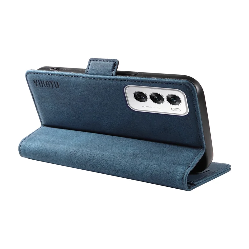 YIKATU YK-005 For Oppo Reno12 5G (Global) Leather Phone Case Side Magnetic Clasps - Blue-Cellmalls