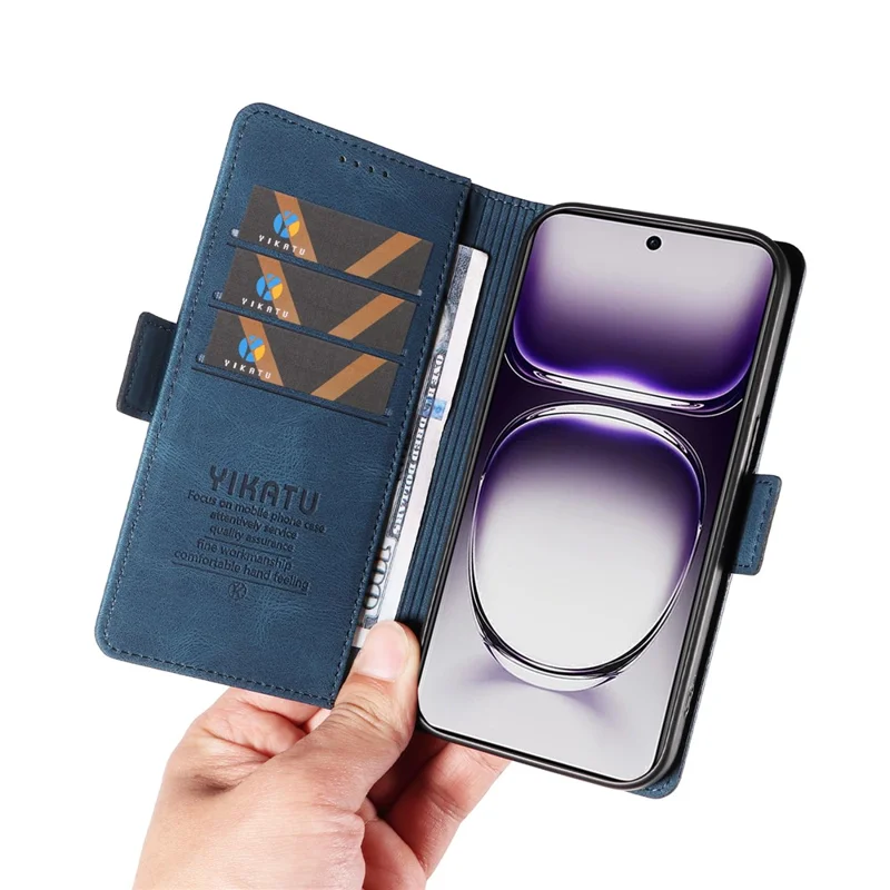 YIKATU YK-005 For Oppo Reno12 5G (Global) Leather Phone Case Side Magnetic Clasps - Blue-Cellmalls