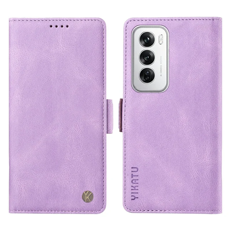 YIKATU YK-005 For Oppo Reno12 5G (Global) Leather Phone Case Side Magnetic Clasps - Blue-Cellmalls