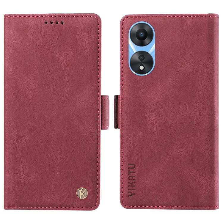 YIKATU YK-005 PU Leather Folio Cover for Oppo A58 5G / A78 5G , Skin-touch Wallet Stand Phone Case - Blue-Cellmalls