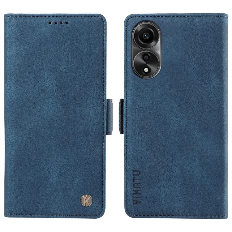 YIKATU YK-005 For Oppo A78 4G PU Leather Wallet Phone Case Skin-touch Stand Flip Cover - Blue-Cellmalls