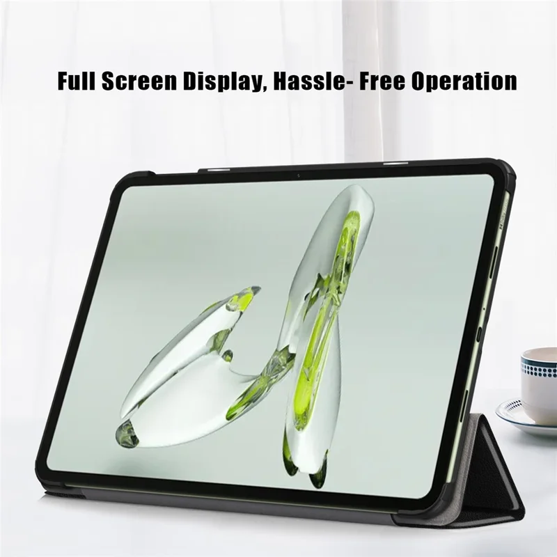 PU Leather Case for OnePlus Pad Go / Oppo Pad Air 2 / Pad Neo Trifold Stand Tablet Cover - Black-Cellmalls