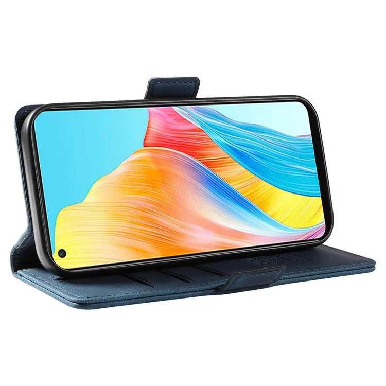 YIKATU YK-005 For Oppo A78 4G PU Leather Wallet Phone Case Skin-touch Stand Flip Cover - Blue-Cellmalls