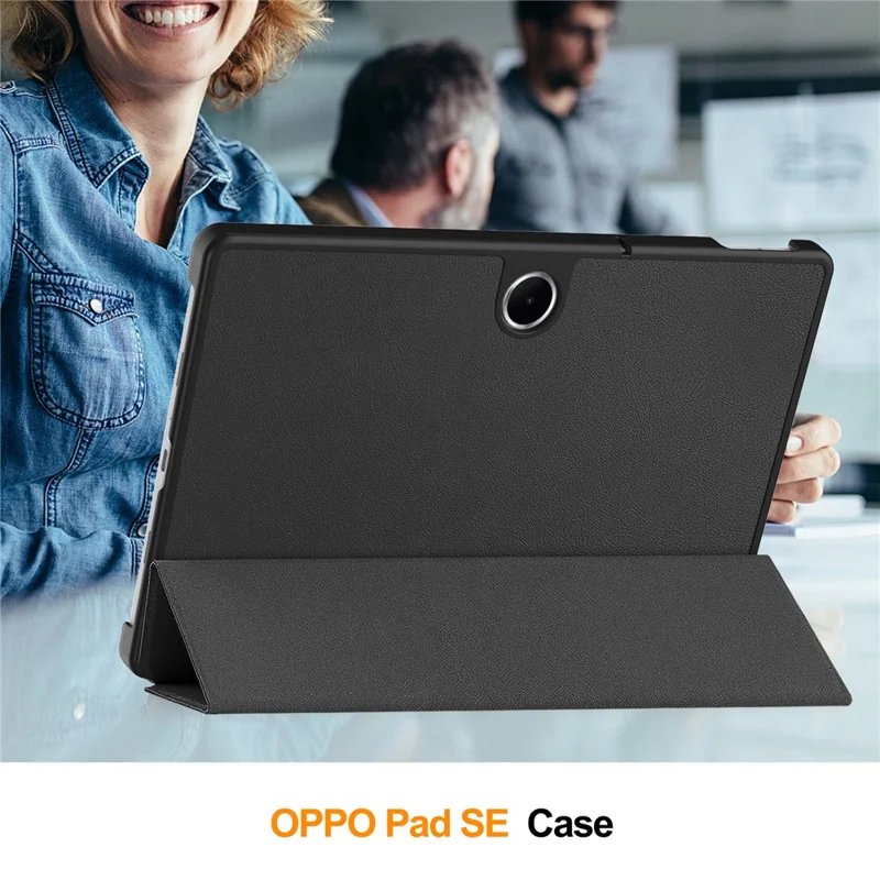 For Oppo Pad SE  /  OnePlus Pad Lite Case Anti-Drop Leather Stand Tablet Cover - Black-Cellmalls