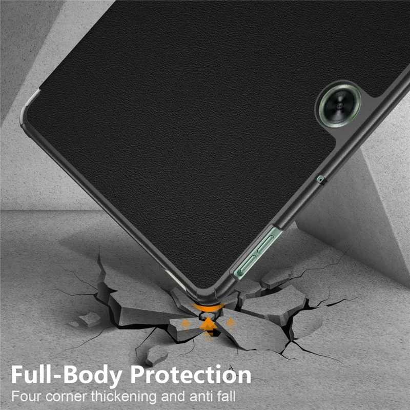 PU Leather Case for OnePlus Pad Go / Oppo Pad Air 2 / Pad Neo Trifold Stand Tablet Cover - Black-Cellmalls