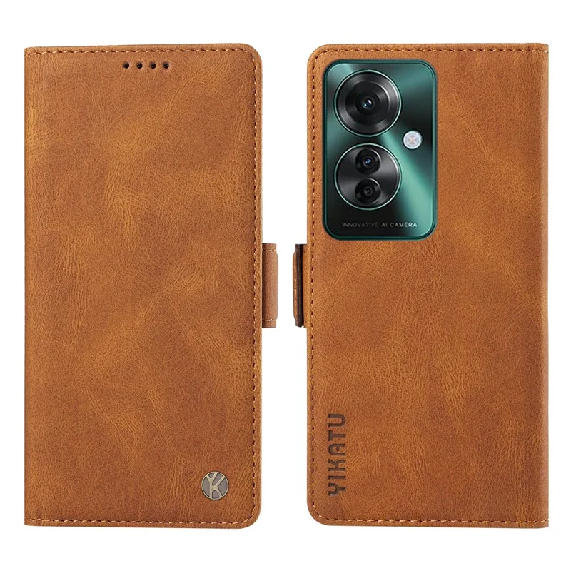YIKATU YK-005 For Oppo Reno11 F 5G / F25 Pro 5G Leather Phone Case Stand Wallet Cover - Wine Red-Cellmalls