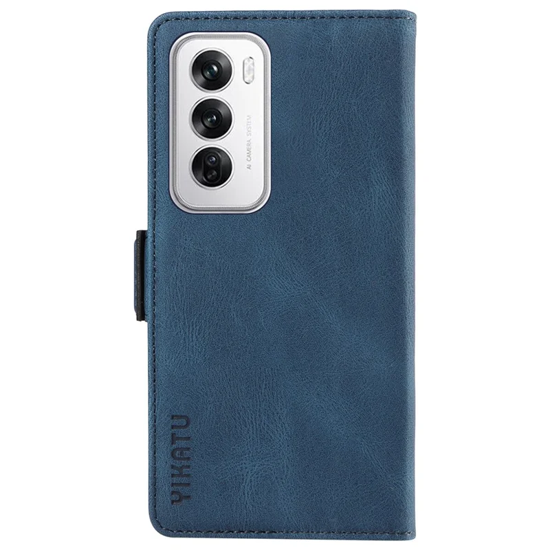 YIKATU YK-005 For Oppo Reno12 5G (Global) Leather Phone Case Side Magnetic Clasps - Blue-Cellmalls