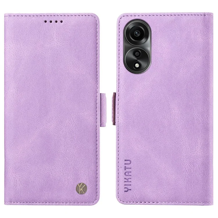 YIKATU YK-005 For Oppo A78 4G PU Leather Wallet Phone Case Skin-touch Stand Flip Cover - Blue-Cellmalls