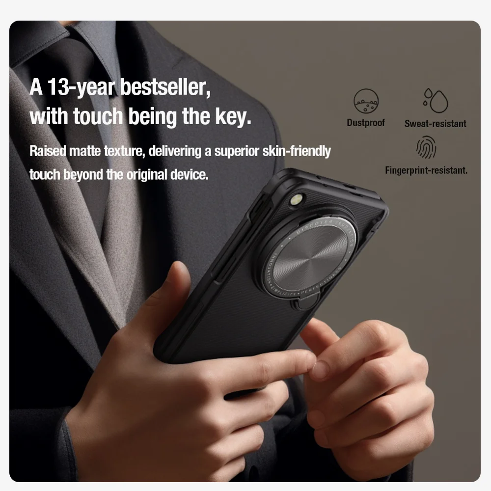 NILLKIN Super Frosted Shield Prop for Oppo Find N3 5G / OnePlus Open Case Camera Lens Lid Kickstand Cover - Black-Cellmalls