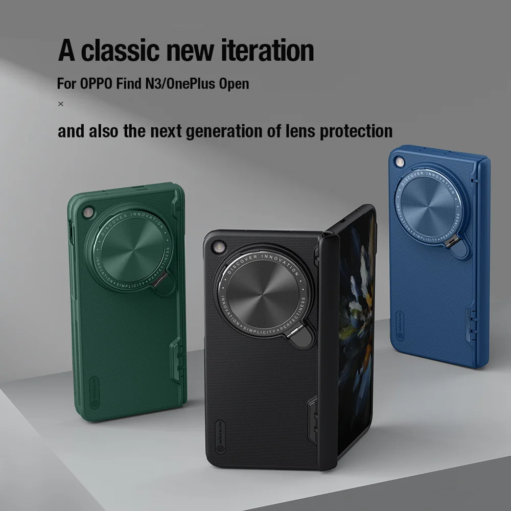 NILLKIN Super Frosted Shield Prop for Oppo Find N3 5G / OnePlus Open Case Camera Lens Lid Kickstand Cover - Black-Cellmalls