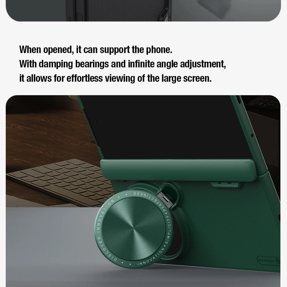 NILLKIN Super Frosted Shield Prop for Oppo Find N3 5G / OnePlus Open Case Camera Lens Lid Kickstand Cover - Black-Cellmalls