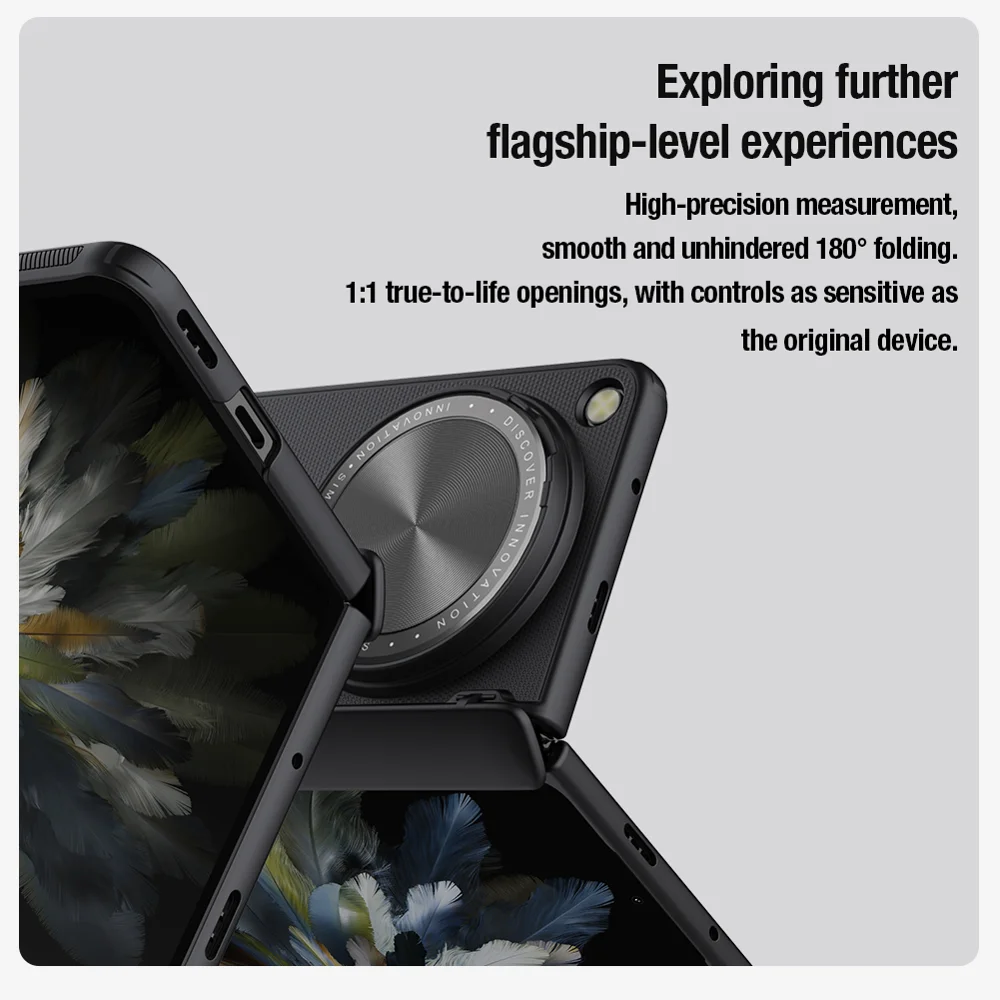 NILLKIN Super Frosted Shield Prop for Oppo Find N3 5G / OnePlus Open Case Camera Lens Lid Kickstand Cover - Black-Cellmalls