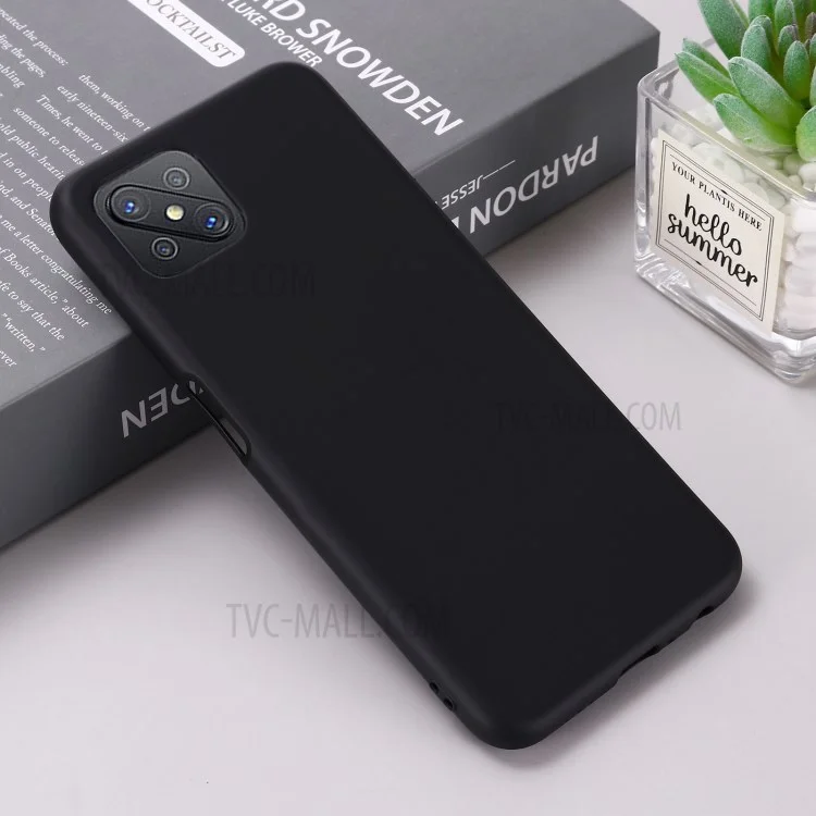 Liquid Silicone Cell Phone Cover with Strap for OPPO A92s - Black-Cellmalls