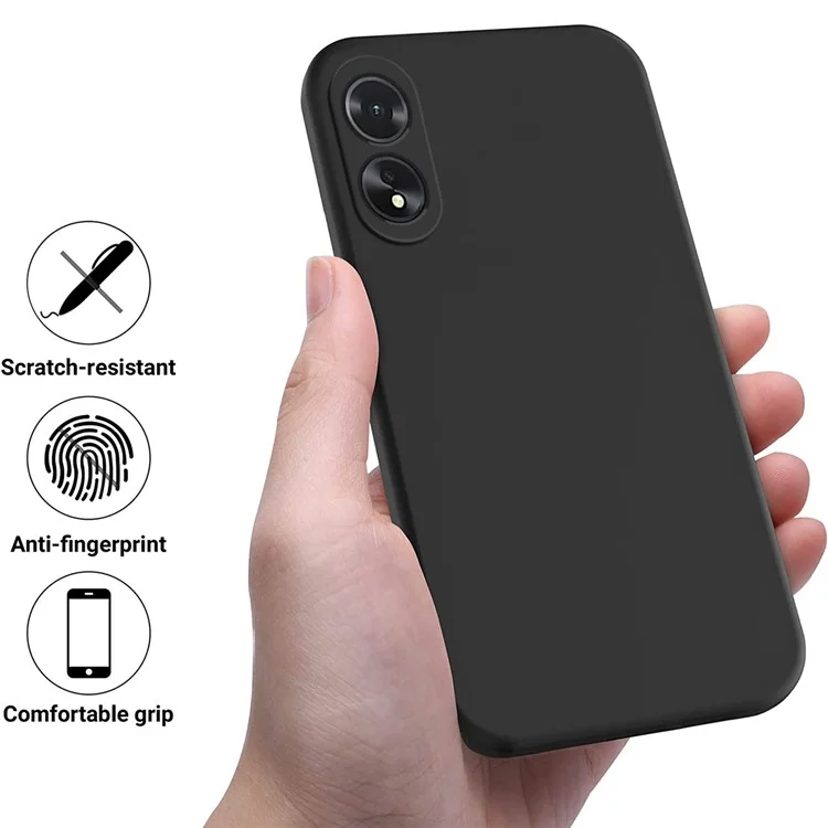 Shockproof Liquid Silicone Shell For Oppo A38 4G / A18 4G Case Mobile Phone Cover - Black-Cellmalls