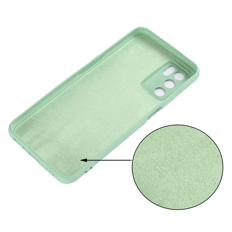 Microfiber Liner Shockproof Precise Cutout Solid Color Liquid Silicone Phone Case with Handy Strap for Oppo A16/A16S (Global) - Green-Cellmalls
