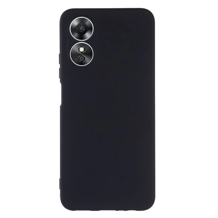 For Oppo A17 4G / A17k 4G Non-slip Liquid Silicone Phone Case Shockproof Back Cover with Strap - Black-Cellmalls