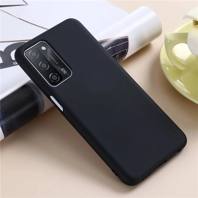 For Oppo A55 5G / A54 4G Liquid Silicone Case Shockproof Protective Phone Cover with Strap - Black-Cellmalls