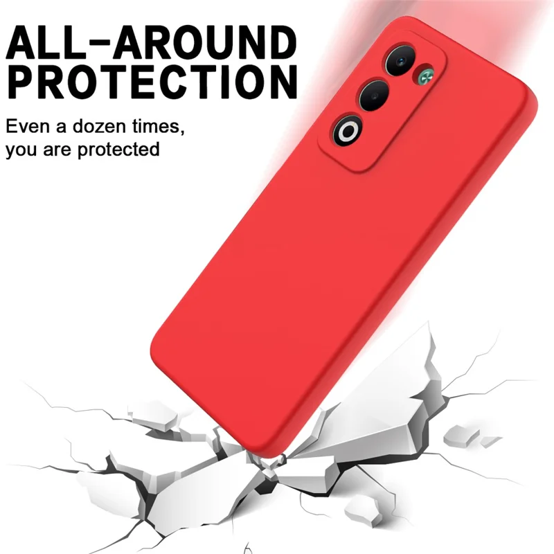 For Oppo A5i Pro 4G  /  A5m 4G Liquid Silicone Case Phone Back Cover with Hand Strap - Red-Cellmalls