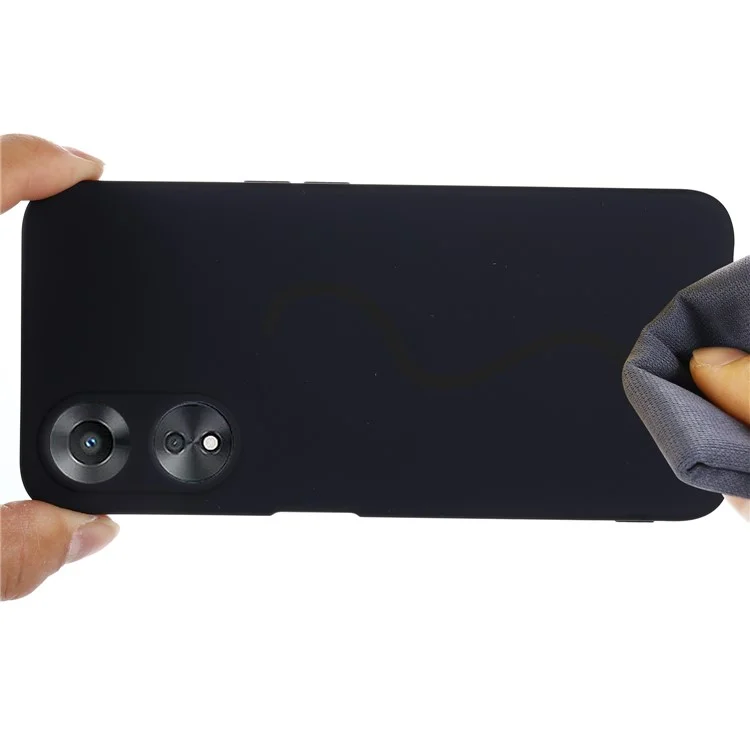 Phone Cover for Oppo A58 5G / A58x 5G / A78 5G , Liquid Silicone Anti-Dust Soft Lining Protective Case with Strap - Black-Cellmalls