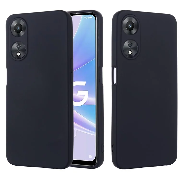 Phone Cover for Oppo A58 5G / A58x 5G / A78 5G , Liquid Silicone Anti-Dust Soft Lining Protective Case with Strap - Black-Cellmalls