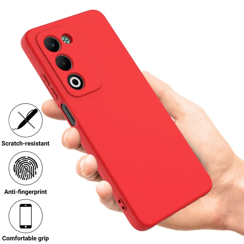For Oppo A5i Pro 4G  /  A5m 4G Liquid Silicone Case Phone Back Cover with Hand Strap - Red-Cellmalls