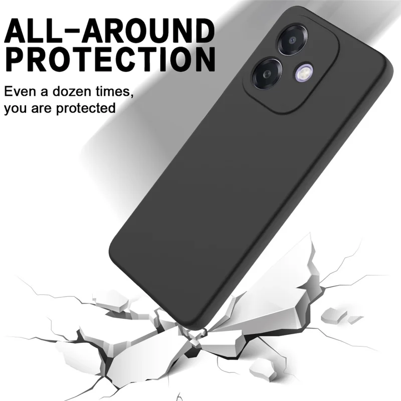 For Oppo A5i 4G Liquid Silicone Case Phone Back Cover with Hand Strap - Black-Cellmalls
