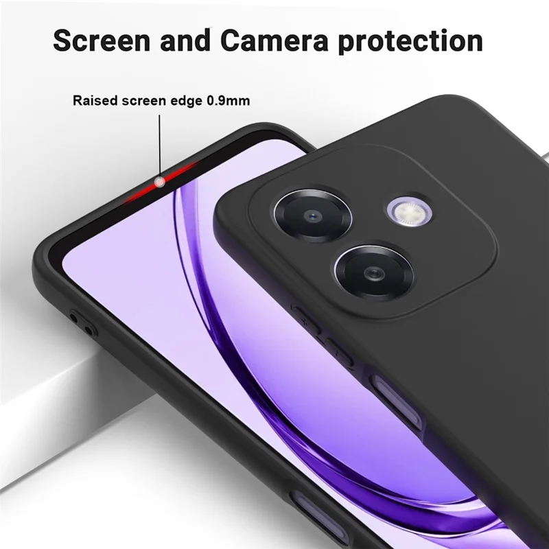 For Oppo A5i 4G Liquid Silicone Case Phone Back Cover with Hand Strap - Black-Cellmalls