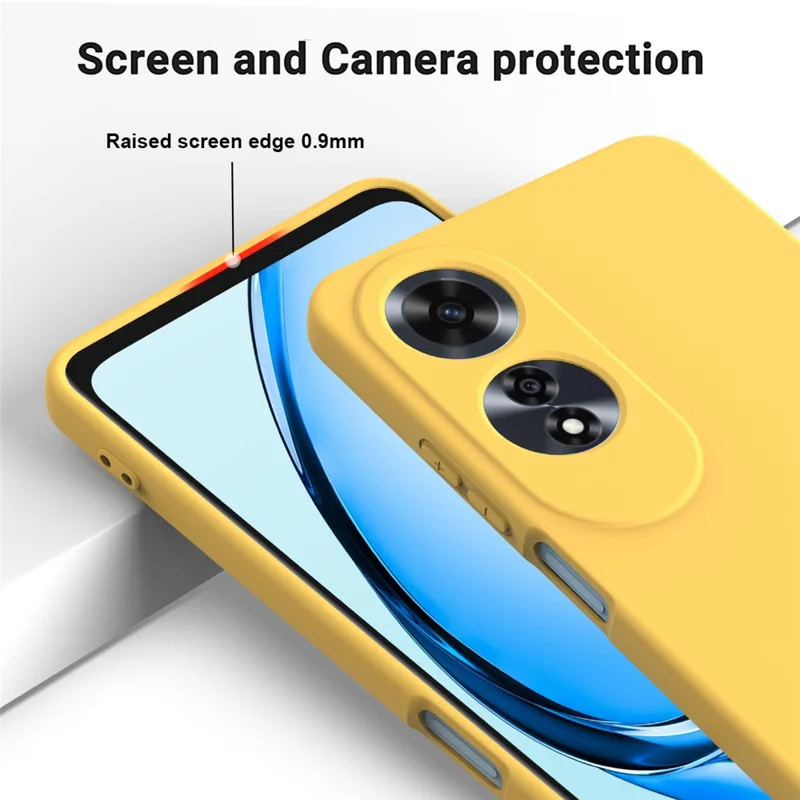 For Oppo A60 4G Cell Phone Case Liquid Silicone Scratch Resistant Phone Cover with Strap - Yellow-Cellmalls