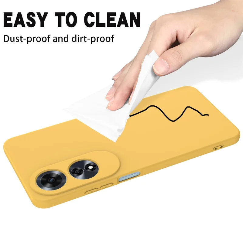 For Oppo A60 4G Cell Phone Case Liquid Silicone Scratch Resistant Phone Cover with Strap - Yellow-Cellmalls