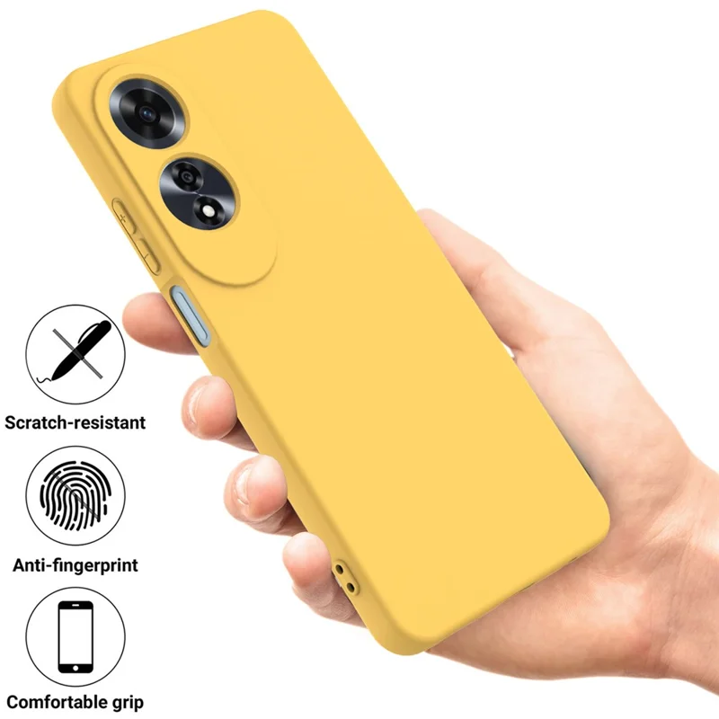 For Oppo A60 4G Cell Phone Case Liquid Silicone Scratch Resistant Phone Cover with Strap - Yellow-Cellmalls