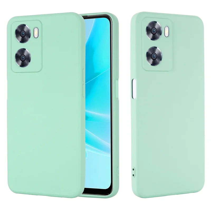 For Oppo A77 4G / A77s 4G / A57e 4G Slim Case Liquid Silicone Phone Cover with Hand Strap - Green-Cellmalls