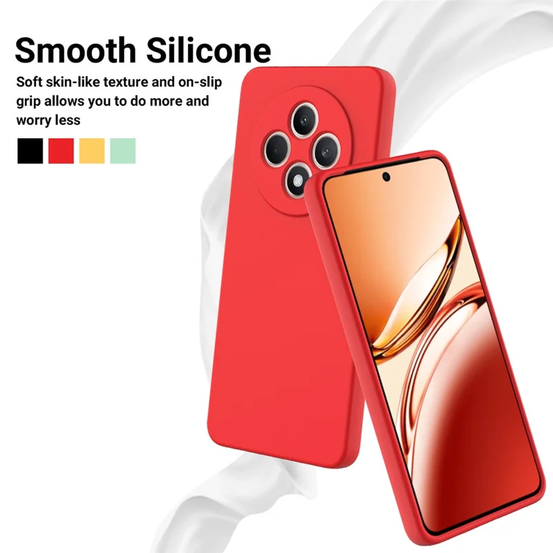For Oppo Reno12 FS 5G / Reno12 F 5G / 4G / F27 5G Case Liquid Silicone Anti-Scratch Phone Cover with Hand Strap - Red-Cellmalls