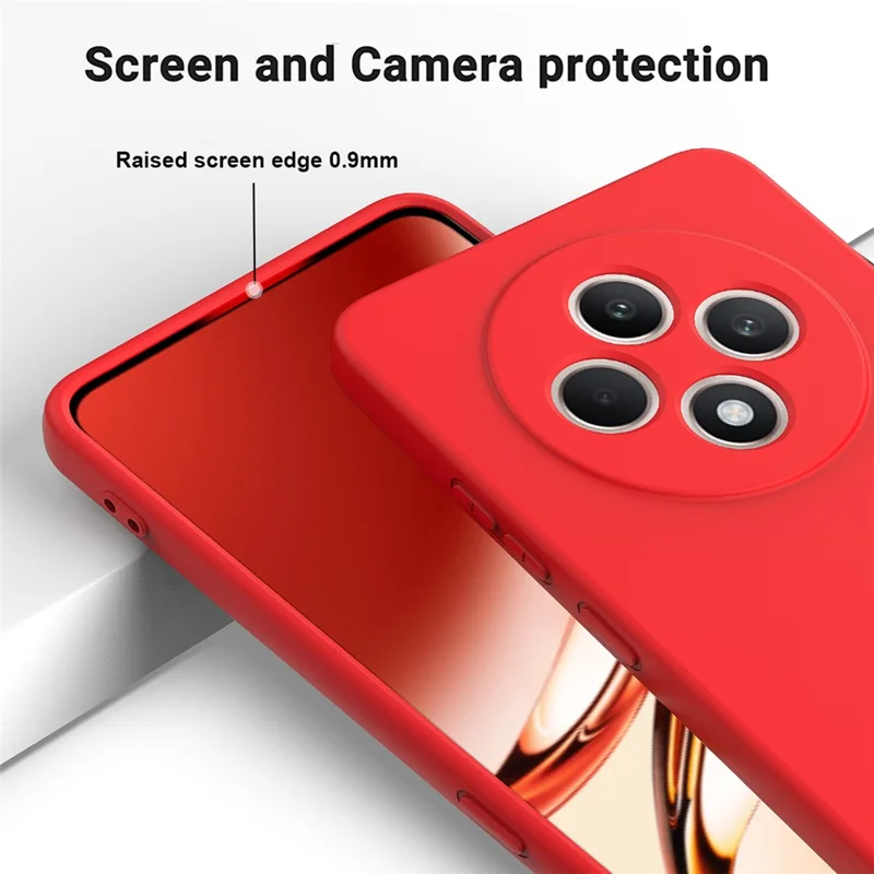 For Oppo Reno12 FS 5G / Reno12 F 5G / 4G / F27 5G Case Liquid Silicone Anti-Scratch Phone Cover with Hand Strap - Red-Cellmalls