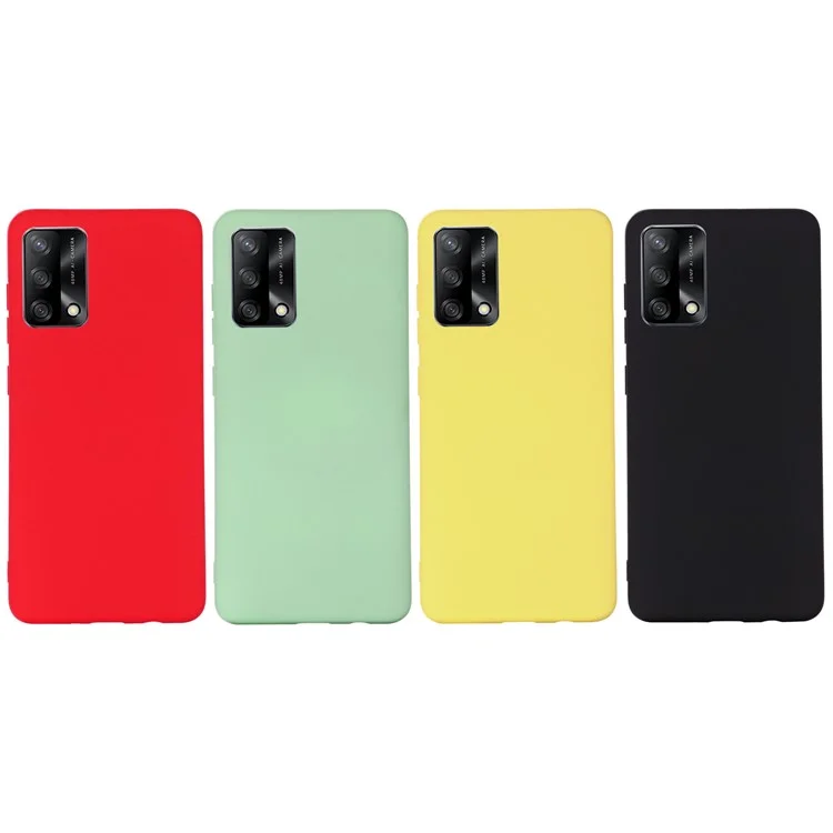 Flexible Liquid Silicone Multiple Color Phone Protective Shell with Strap for Oppo F19/A74 4G - Black-Cellmalls