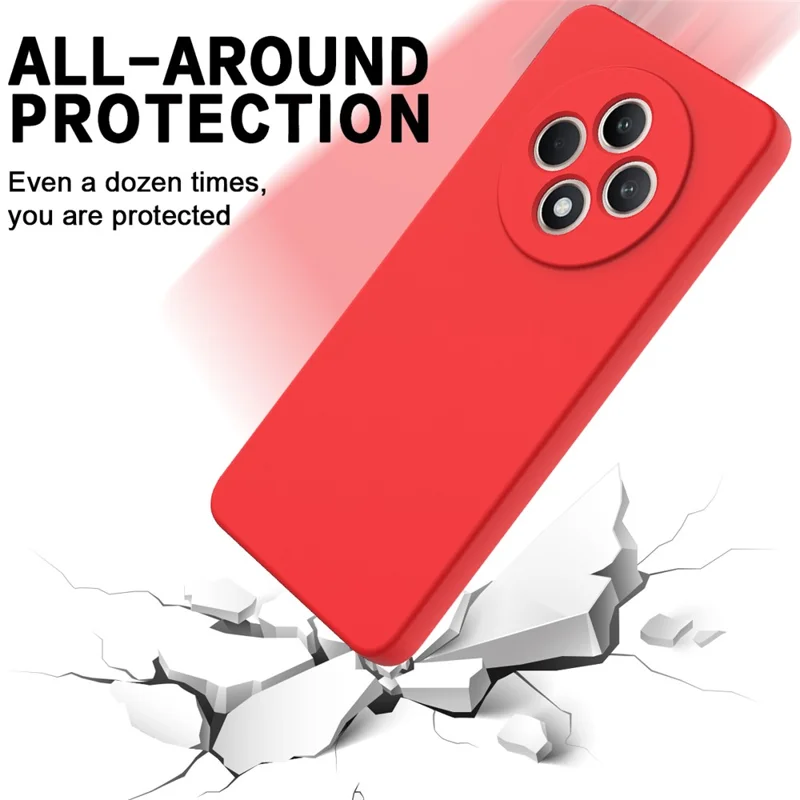 For Oppo Reno12 FS 5G / Reno12 F 5G / 4G / F27 5G Case Liquid Silicone Anti-Scratch Phone Cover with Hand Strap - Red-Cellmalls