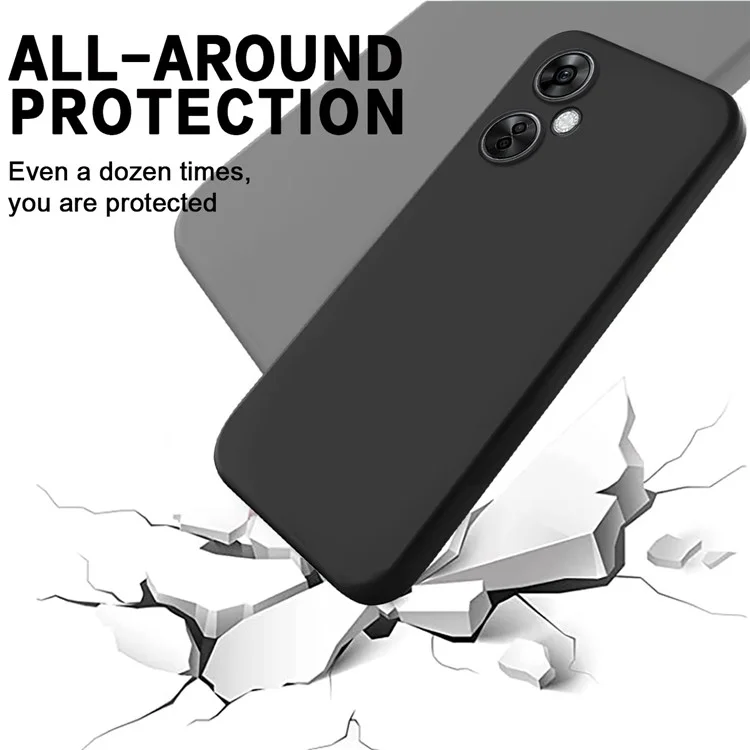 For Oppo K11x 5G Liquid Silicone Anti-drop Phone Case Soft Lining Back Cover with Strap - Black-Cellmalls