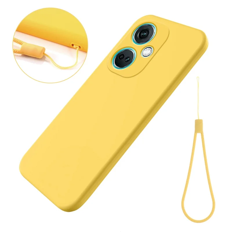 For Oppo K11 5G Case Liquid Silicone Protective Phone Cover with Wrist Strap - Yellow-Cellmalls
