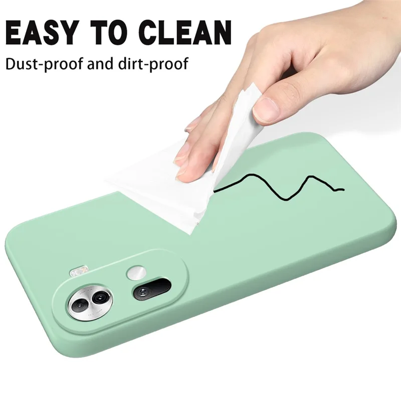 For Oppo Reno11 5G (Global) Liquid Silicone Case Fiber Lining Phone Cover with Strap - Green-Cellmalls