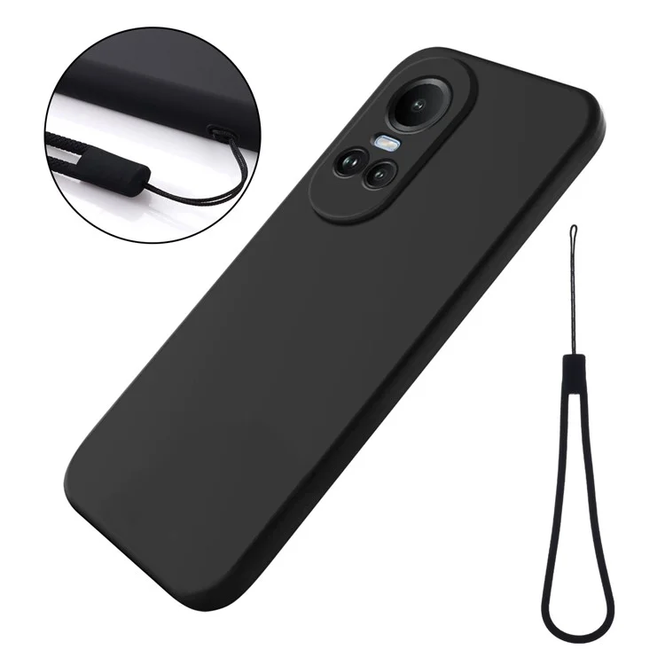 For Oppo Reno10 5G (Global) / Reno10 Pro 5G (Global) Liquid Silicone Cell Phone Case Soft Lining Anti-Scratch Cover - Black-Cellmalls