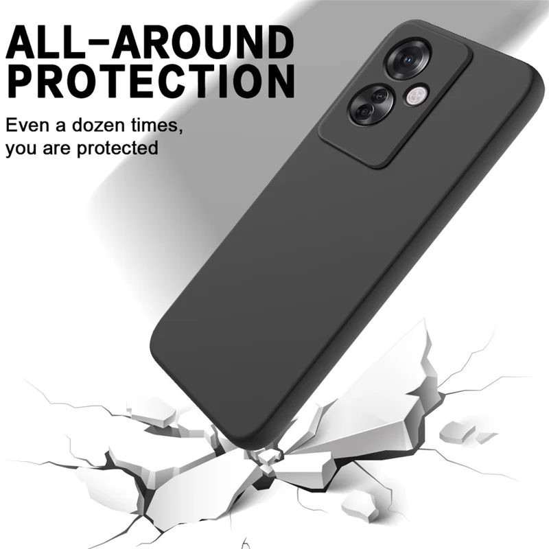 For Oppo Reno11 F 5G / F25 Pro 5G Case Liquid Silicone Mobile Phone Cover with Strap - Black-Cellmalls