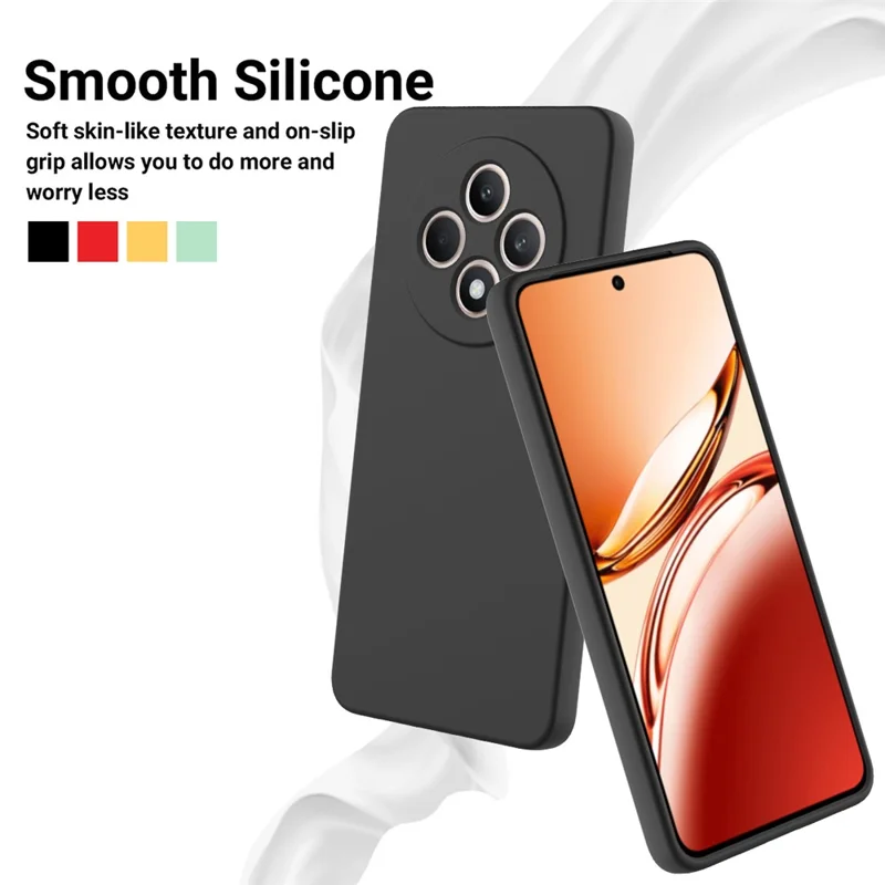 For Oppo Reno12 F 5G Case Anti-Drop Liquid Silicone Phone Cover with Strap - Black-Cellmalls