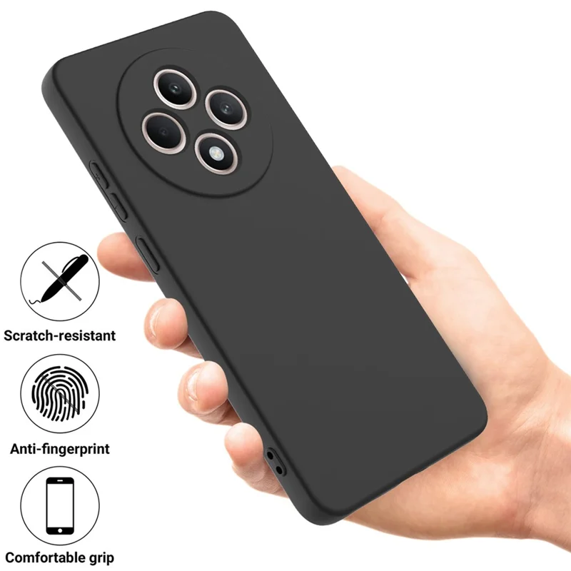 For Oppo Reno12 F 5G Case Anti-Drop Liquid Silicone Phone Cover with Strap - Black-Cellmalls