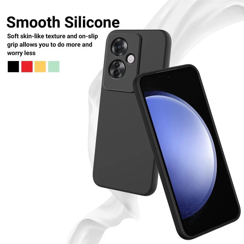 For Oppo Reno11 F 5G / F25 Pro 5G Case Liquid Silicone Mobile Phone Cover with Strap - Black-Cellmalls