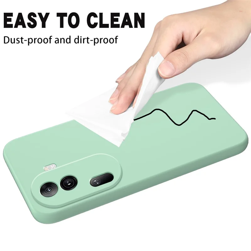 For Oppo Reno11 Pro 5G (Global) Case Liquid Silicone Phone Cover with Anti-Scratch Fiber Lining - Green-Cellmalls